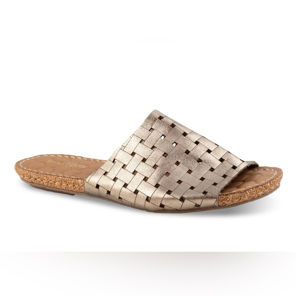 Klub Nico Women’s Gratzie Gold Woven Sandals Flat Sole Slip On Leather Size 7